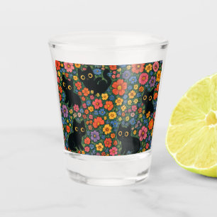 Kawaii-Gartenkunst   Süßes schwarzes Katzen-Blumen Schnapsglas
