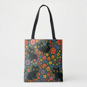 Kawaii-Gartenkunst   Süßes schwarzes Katzen-Blumen Tasche