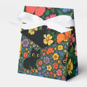 Kawaii-Gartenkunst – Süßes Schwarzkatzen-Blumenmus Geschenkschachtel