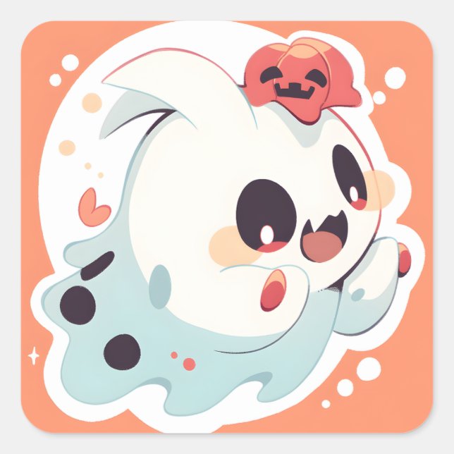 Kawaii Geist 02 Quadratischer Aufkleber (Vorderseite)