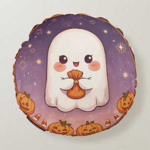 Kawaii-Geister-Rundkissen Rundes Kissen