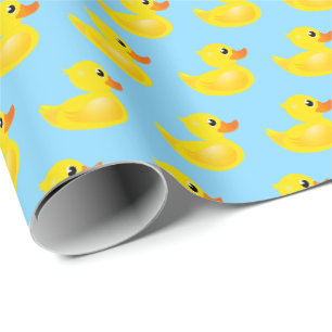 Kawaii-Gelber Gummi-Entenmuster Geschenkpapier