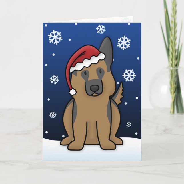 Kawaii German Shepherd Christmas Card Feiertagskarte (Vorderseite)