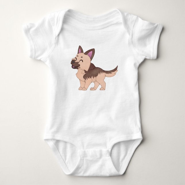 Kawaii German Shepherd Dog Baby Strampler (Vorderseite)