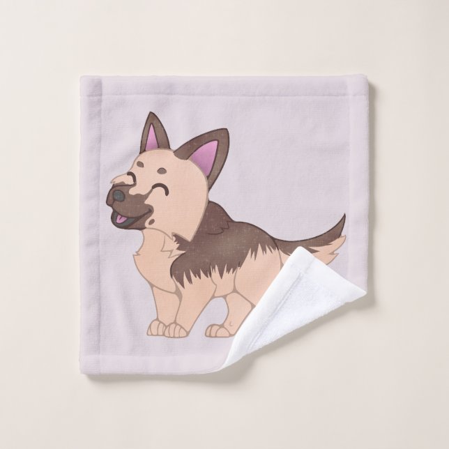 Kawaii German Shepherd Dog Badhandtuch Set (Waschlappen)