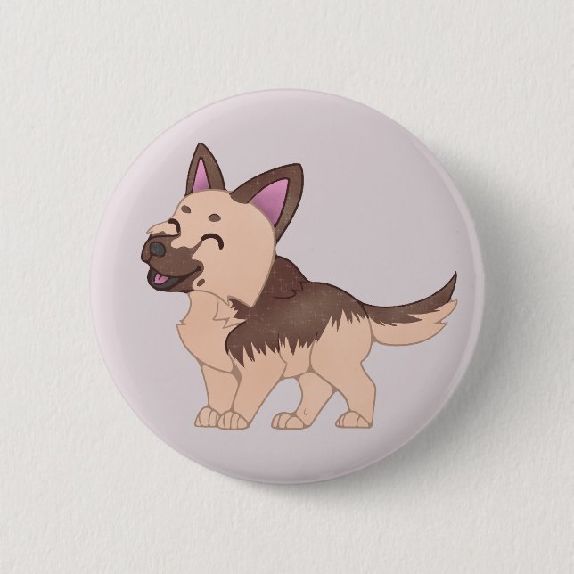 Kawaii German Shepherd Dog Button (Vorderseite)