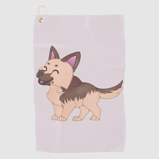 Kawaii German Shepherd Dog Golfhandtuch (Vorderseite)