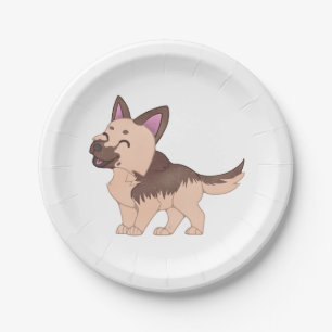 Kawaii German Shepherd Dog Pappteller