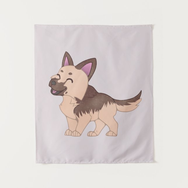 Kawaii German Shepherd Dog Wandteppich (Vorderseite)