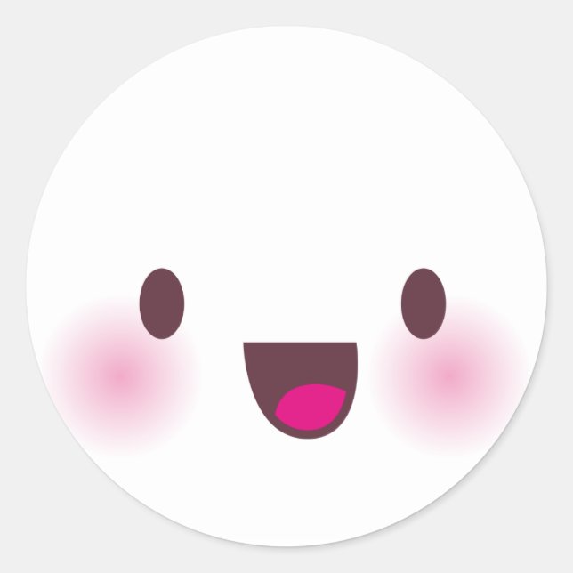 Kawaii-Gesicht Runder Aufkleber (Vorderseite)