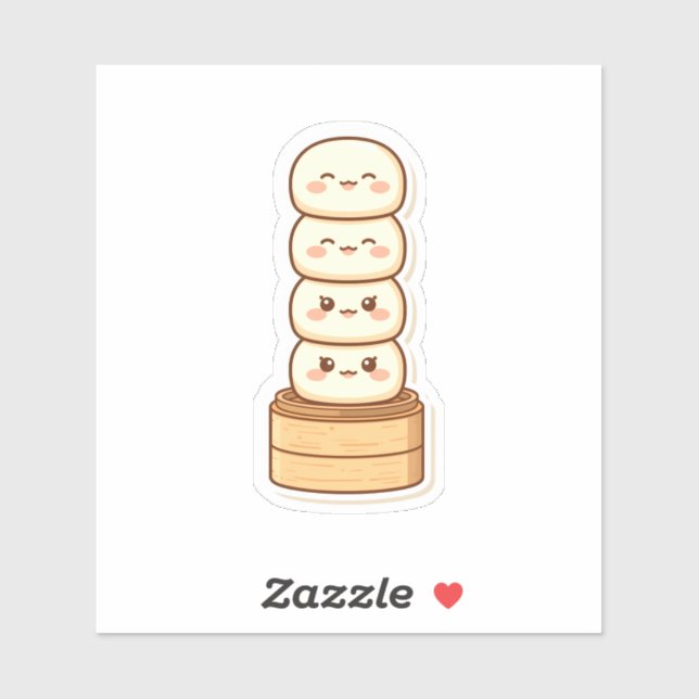 Kawaii gestapelte Dumpling-Bambusdampfkorb Aufkleber (Blatt)
