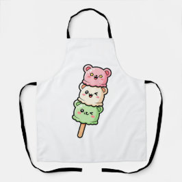 Kawaii gestapeltes Bären-Eiscreme-Illustration Schürze