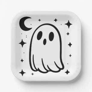Kawaii Ghost am Abend Halloween-Party Pappteller