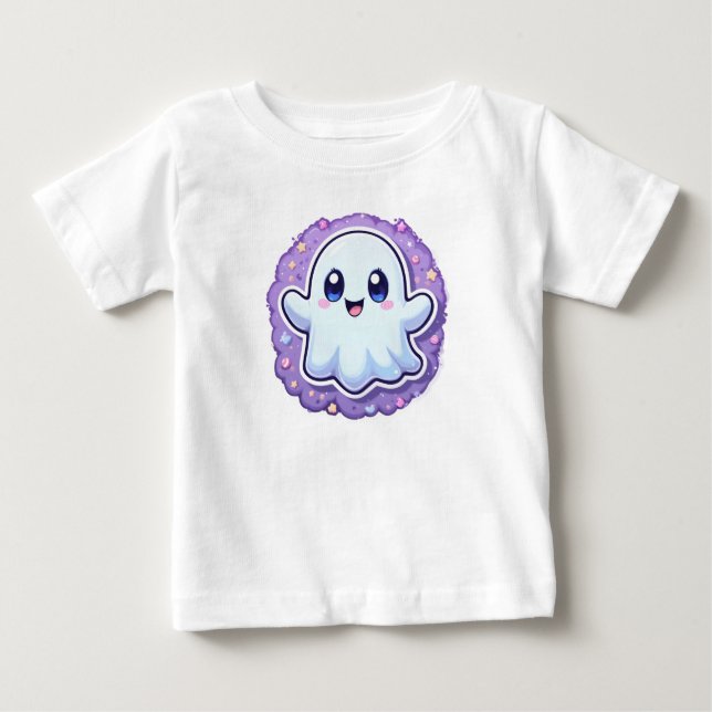 Kawaii Ghost Baby Bodysuit - Niedliches Halloween- Baby T-shirt (Vorderseite)