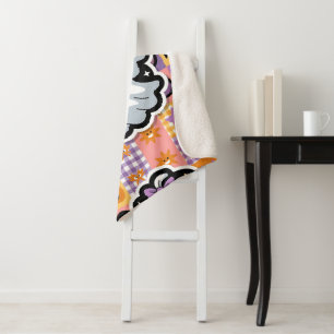 Kawaii Ghost Blanket - Niedlicher Patchwork Cartoo Sherpadecke