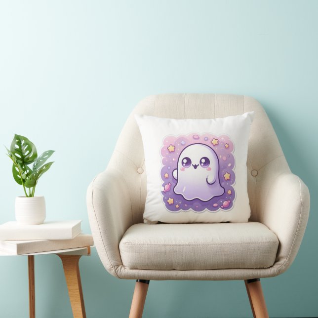 Kawaii Ghost Coussin Cute Pastel Halloween Cushion (Chaise)