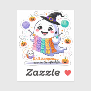 Kawaii Ghost Knitting Sticker - Niedliches Hallowe