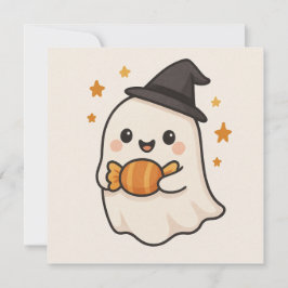 Kawaii Ghost mit Halloween Candy Einladung