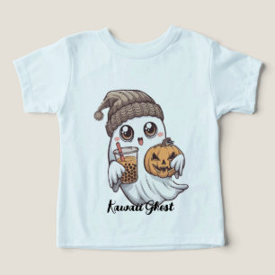 Kawaii Ghost T - Shirt - Cosy Hat, Boba Tea & Pump