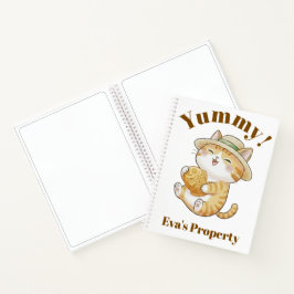Kawaii-Gingerkatze mit Taiyaki-Fisch Spiralnotizbu Notizbuch