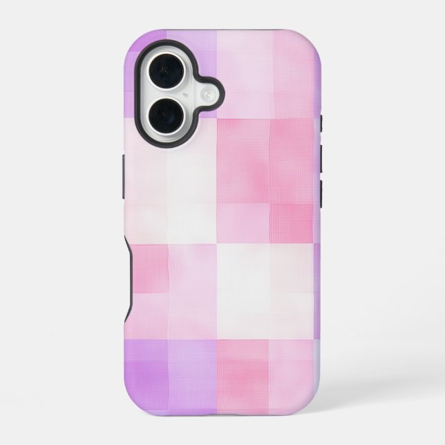 Kawaii Gingham Pastel Phone Case iPhone 16 Hülle (Rückseite)