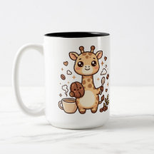 Kawaii-Giraffe-Kaffeebecher in Zweifarbig
