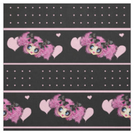 Kawaii Girl PinkP - trendige schwarz-rosa Herzen Stoff