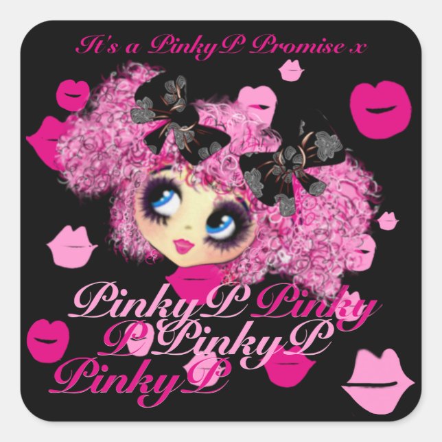 Kawaii Girl Pinky Promise Geschenke für Freunde Quadratischer Aufkleber (Vorderseite)