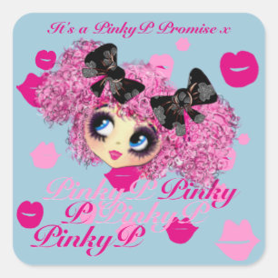 Kawaii Girl Pinky Promise Geschenke für Freunde Quadratischer Aufkleber