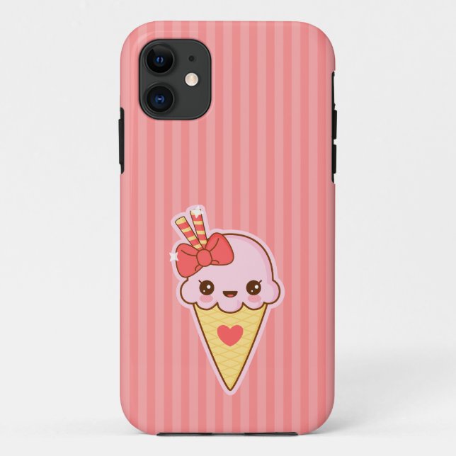 Kawaii glückliche ErdbeerEistüte Case-Mate iPhone Hülle (Rückseite)