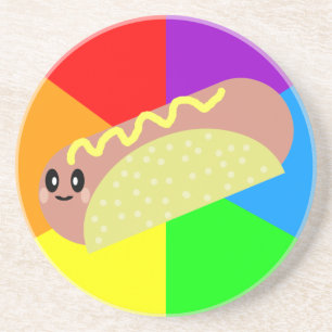 Kawaii Glücklicher Hot Dog Regenbogen Getränkeuntersetzer
