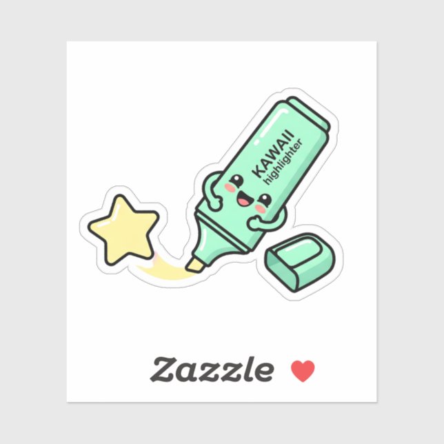 Kawaii Glücklicher Textmarker Stern Studienaufkleb Aufkleber (Blatt)