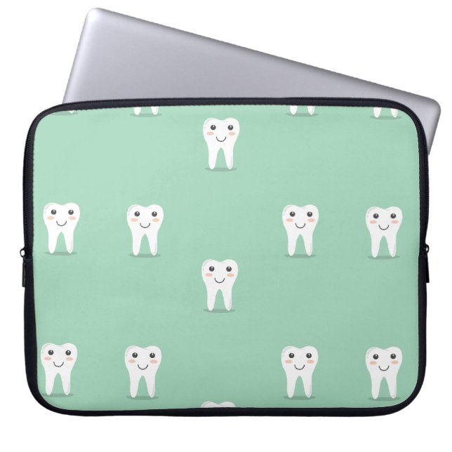 Kawaii-glücklicher Zahn Laptopschutzhülle (Vorderseite)