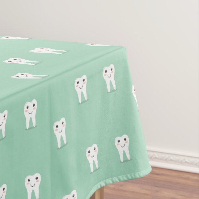 Kawaii-glücklicher Zahn Tischdecke (Beispiel)