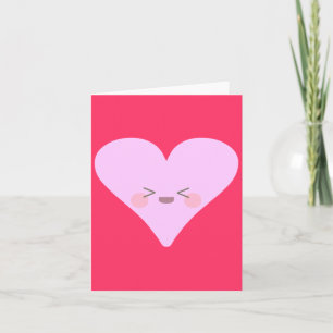 Kawaii Glückliches Herz Süßes Gesicht Valentinstag Feiertagskarte