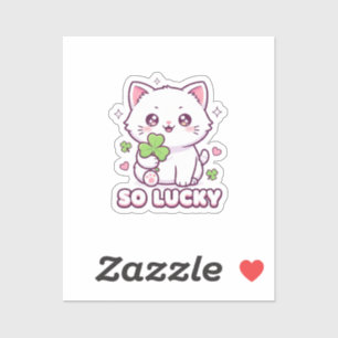 Kawaii Glückskatze Maneki Neko mit Kleeblatt-Aufkl Aufkleber