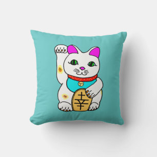 Kawaii Glückskatze Maneki Neko Winkend Kissen