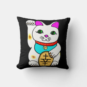 Kawaii Glückskatze Maneki Neko Winkend Kissen