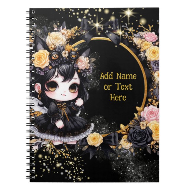 Kawaii Goth Girls Niedlicher Personalisierter Goth Notizblock (Vorderseite)