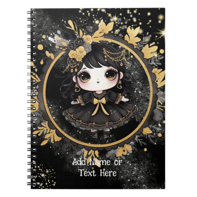Kawaii Goth Girls Niedlicher Personalisierter Goth Notizblock (Vorderseite)