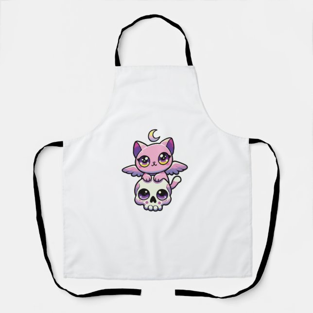 Kawaii Gothic Cat Pastel Gothic Goth Cat _2 Schürze (Vorderseite)