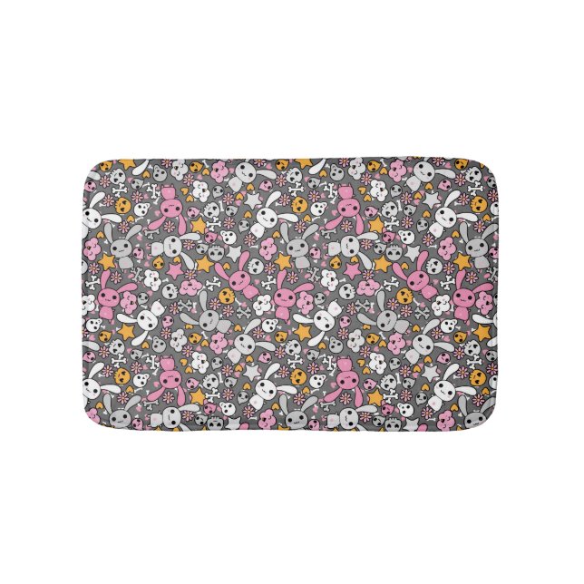 kawaii Graumuster Badematte (Vorderseite)