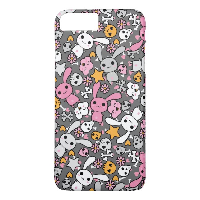 kawaii Graumuster Case-Mate iPhone Hülle (Rückseite)