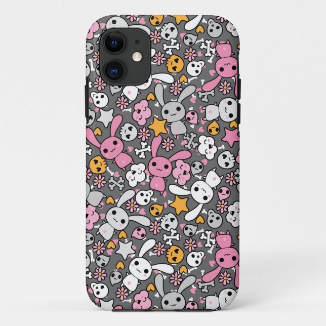 kawaii Graumuster Case-Mate iPhone Hülle (Rückseite)