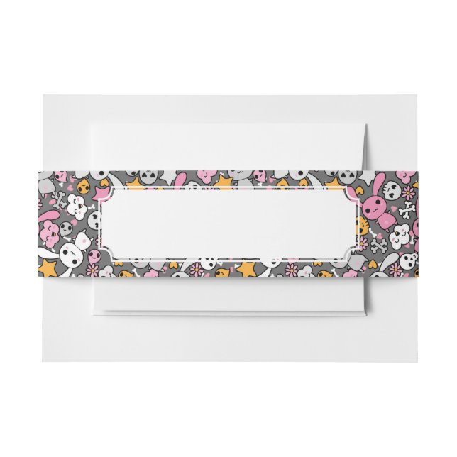 kawaii Graumuster Einladungsbanderole (Vorderseite Beispiel)