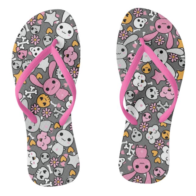 Kawaii-Graumuster Flip Flops (Fußbett)