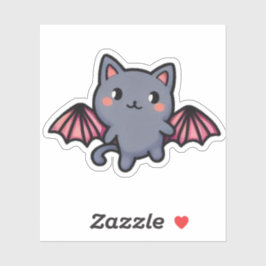 Kawaii Gray Bat Cat - Adorable Flying Kitten Aufkleber