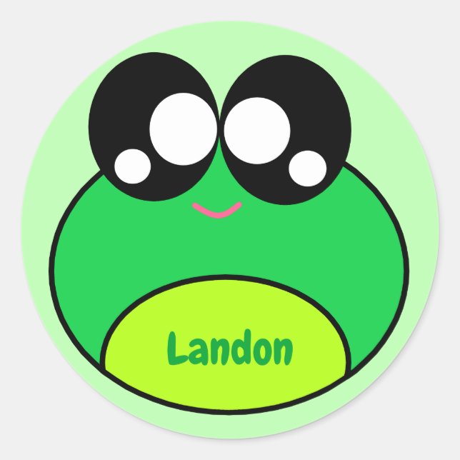 Kawaii Green Frog Niedlich Runder Aufkleber (Vorderseite)