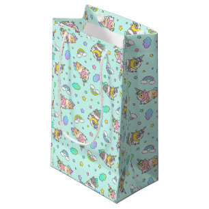 Kawaii Guinea Pig Unicorn Muster in Blau Kleine Geschenktüte