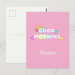 Kawaii Guten Morgen Sonne & Regenbogenwolken Postkarte